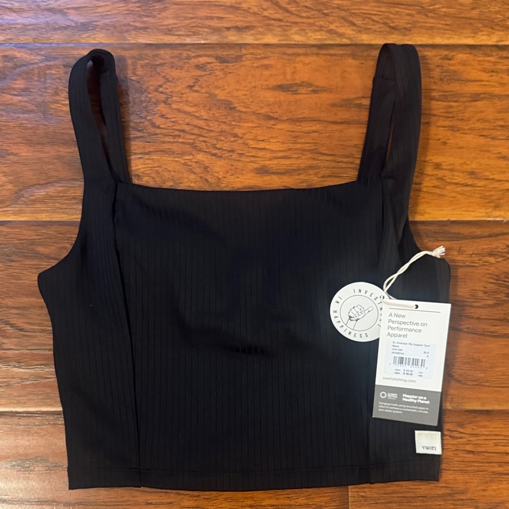 Black Ribbed Crop Top- Vuori- Small